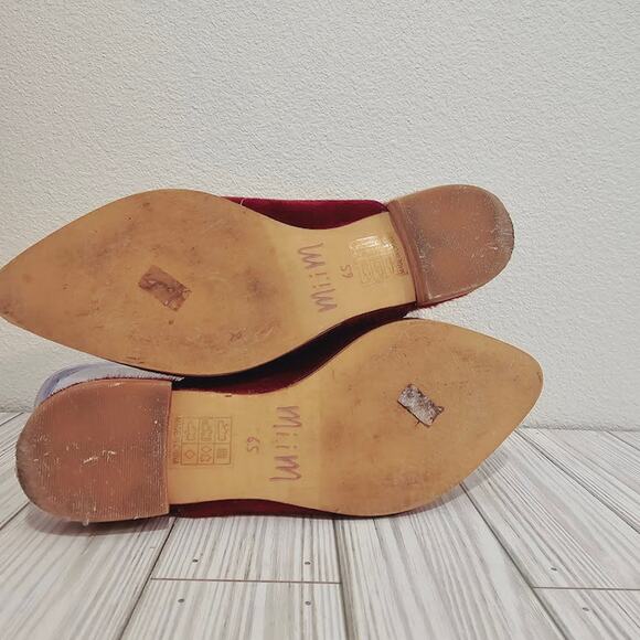 Mi.iM Mule Slide Shoes Burgundy Maroon Faux Calf Hair Pointed Toe- Women's 6.5 - Picture 6 of 6